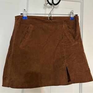 Brown Suede Mini Skirt